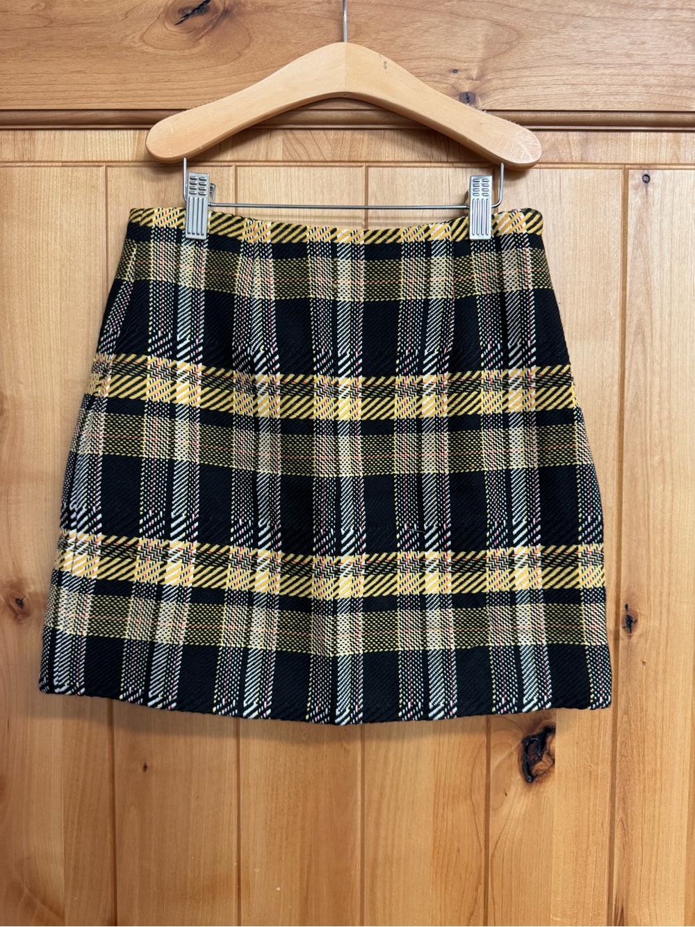 Black & Yellow Plaid Mini Skirt